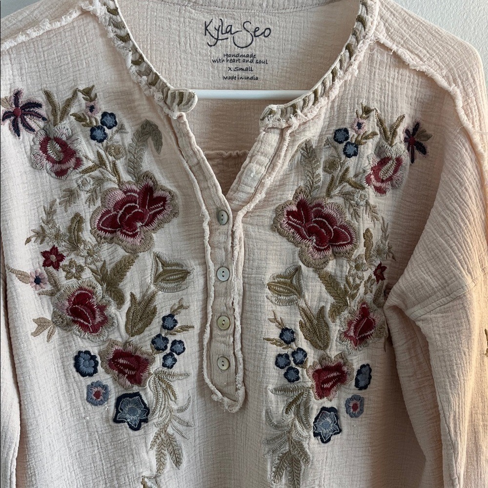 Kyla Seo Handmade Floral Embroidered Blouse made in India
